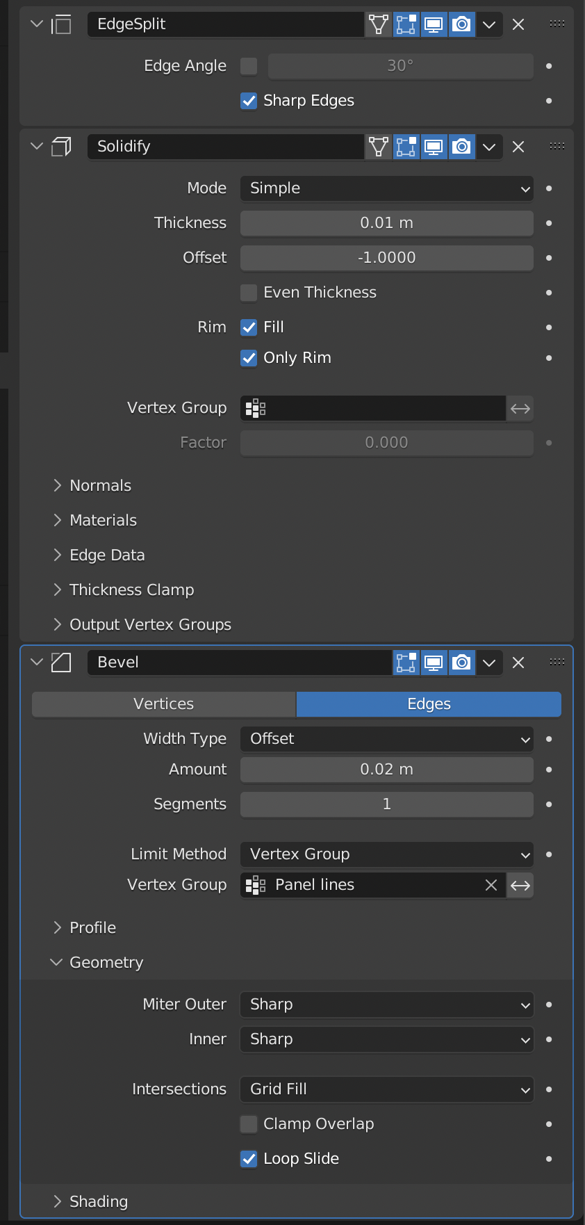 Blender panel lines